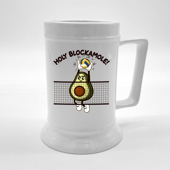 Funny Holy Blockamole Avocado Volleyball Front & Back Beer Stein