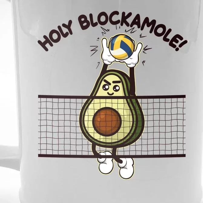 Funny Holy Blockamole Avocado Volleyball Front & Back Beer Stein