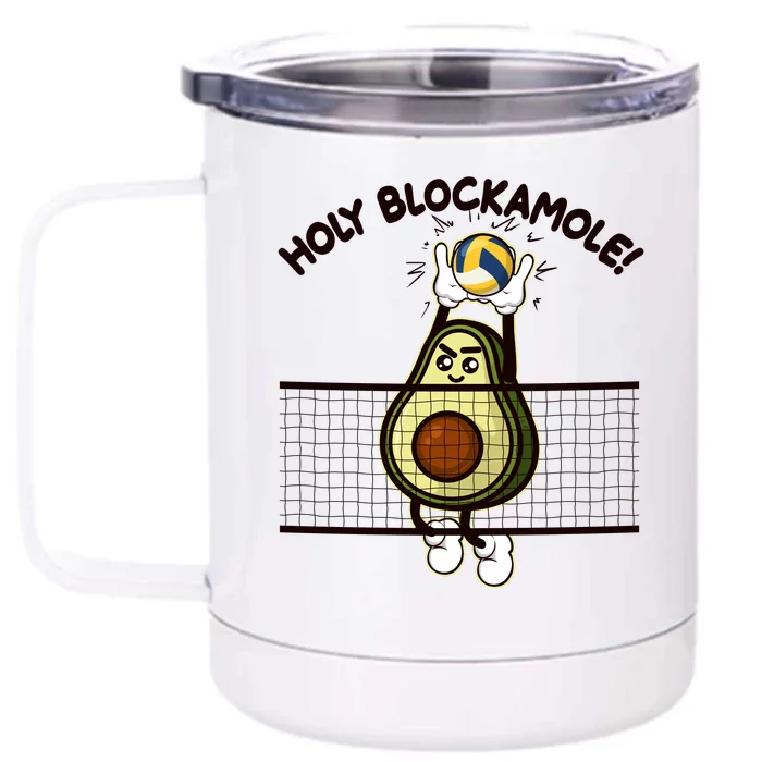 Funny Holy Blockamole Avocado Volleyball Front & Back 12oz Stainless Steel Tumbler Cup