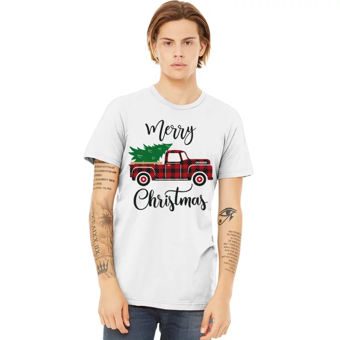 Festive Holiday Buffalo Plaid Christmas Tree Decoration Premium T-Shirt