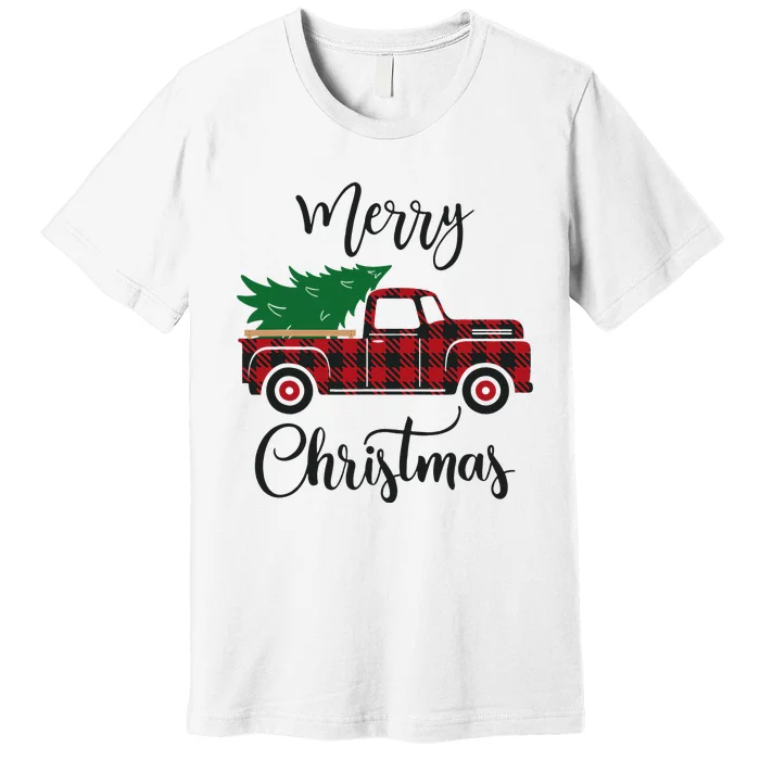 Festive Holiday Buffalo Plaid Christmas Tree Decoration Premium T-Shirt