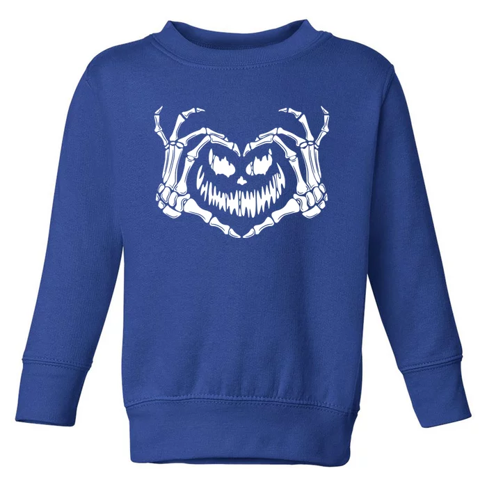 Funny Halloween Bones Costume Skeleton Hand Heart Sign Cool Gift Toddler Sweatshirt