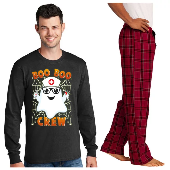 Funny Halloween Boo Boo Crew Ghost Nurse Long Sleeve Pajama Set