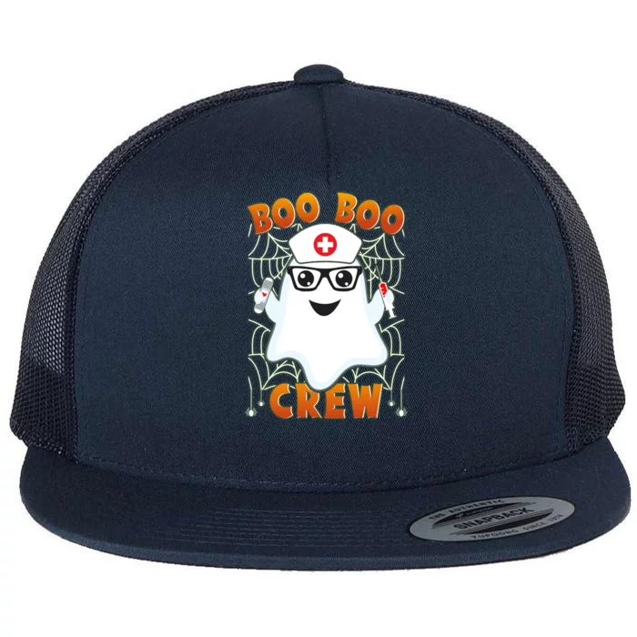 Funny Halloween Boo Boo Crew Ghost Nurse Flat Bill Trucker Hat