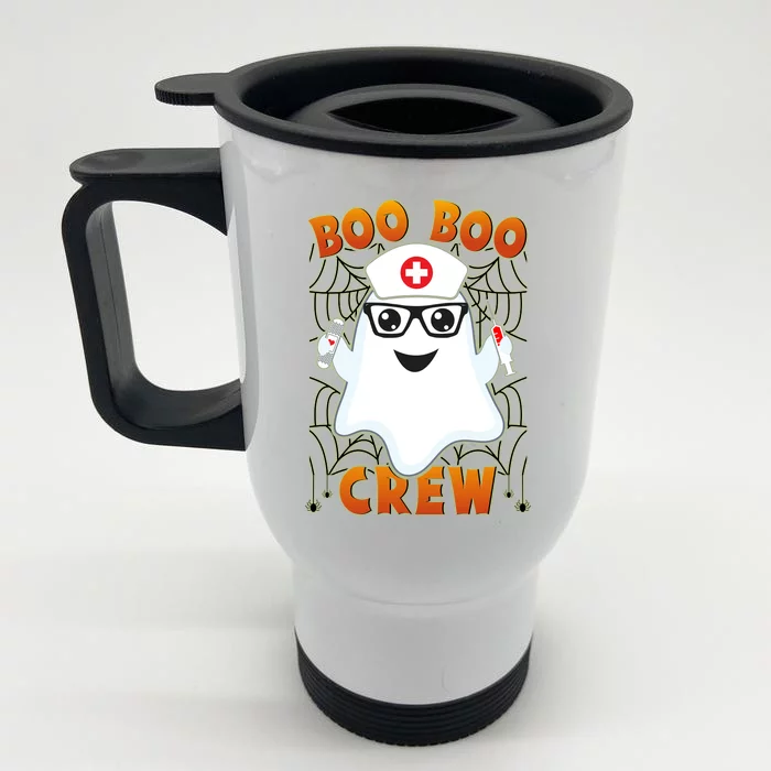 Funny Halloween Boo Boo Crew Ghost Nurse Front & Back Stainless Steel Travel Mug