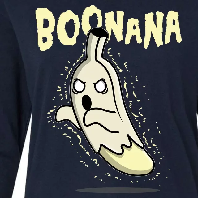 Funny Halloween Boonana Ghost Banana Womens Cotton Relaxed Long Sleeve T-Shirt