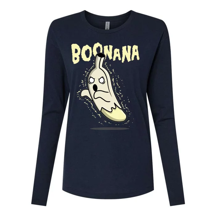 Funny Halloween Boonana Ghost Banana Womens Cotton Relaxed Long Sleeve T-Shirt