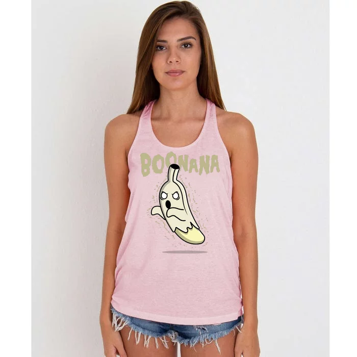 Funny Halloween Boonana Ghost Banana Women's Knotted Racerback Tank