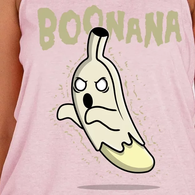 Funny Halloween Boonana Ghost Banana Women's Knotted Racerback Tank