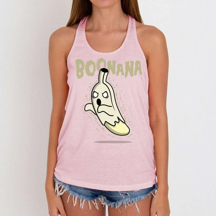 Funny Halloween Boonana Ghost Banana Women's Knotted Racerback Tank