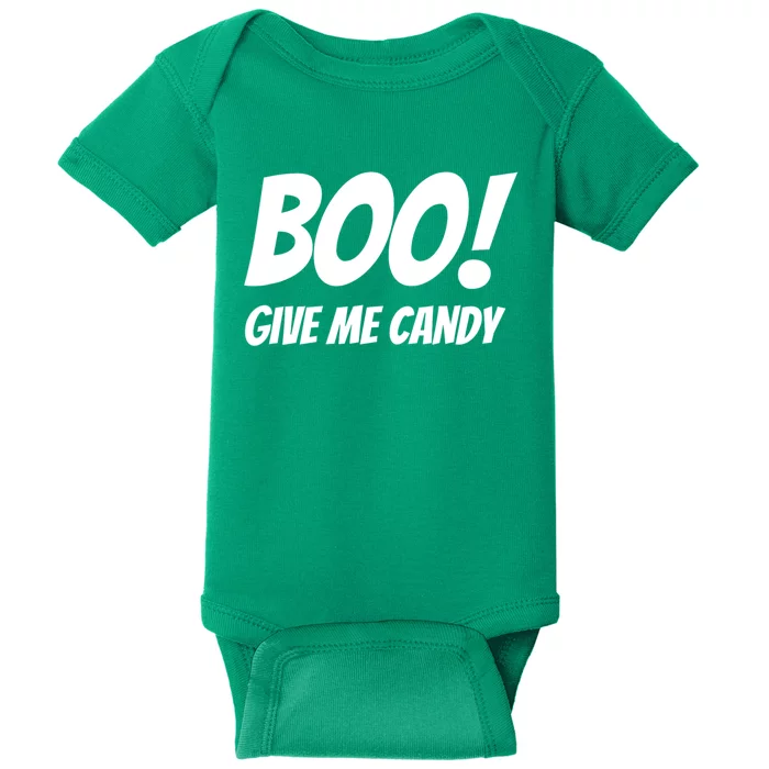 Funny Halloween Boo Give Me Candy Baby Bodysuit