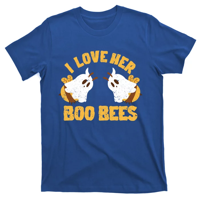 Funny Halloween Boobs Ghost Bee Spooky I Love Her Boo Bees Gift T-Shirt