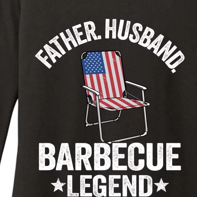 Father Husband Barbecue Legend Grillfather American Flag Bbq Meaningful Gift Womens CVC Long Sleeve Shirt