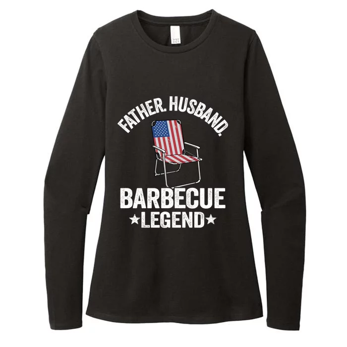 Father Husband Barbecue Legend Grillfather American Flag Bbq Meaningful Gift Womens CVC Long Sleeve Shirt