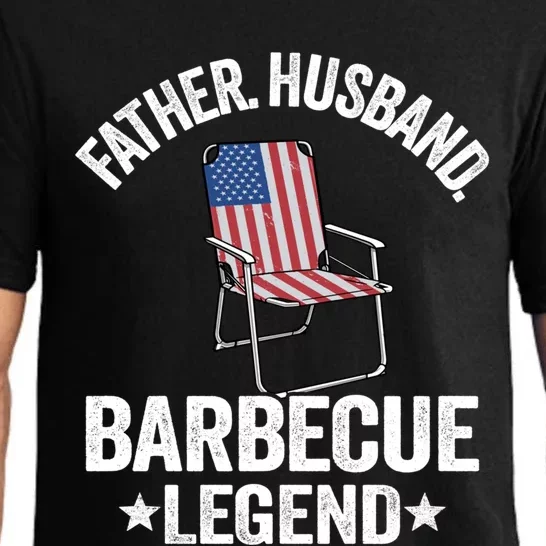 Father Husband Barbecue Legend Grillfather American Flag Bbq Meaningful Gift Pajama Set