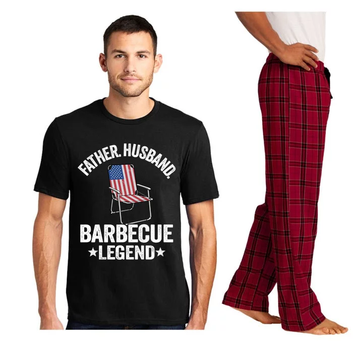 Father Husband Barbecue Legend Grillfather American Flag Bbq Meaningful Gift Pajama Set