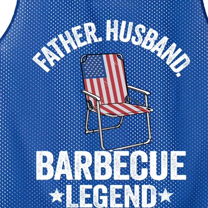 Father Husband Barbecue Legend Grillfather American Flag Bbq Meaningful Gift Mesh Reversible Basketball Jersey Tank