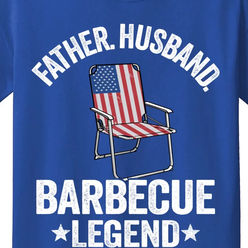 Father Husband Barbecue Legend Grillfather American Flag Bbq Meaningful Gift Kids T-Shirt