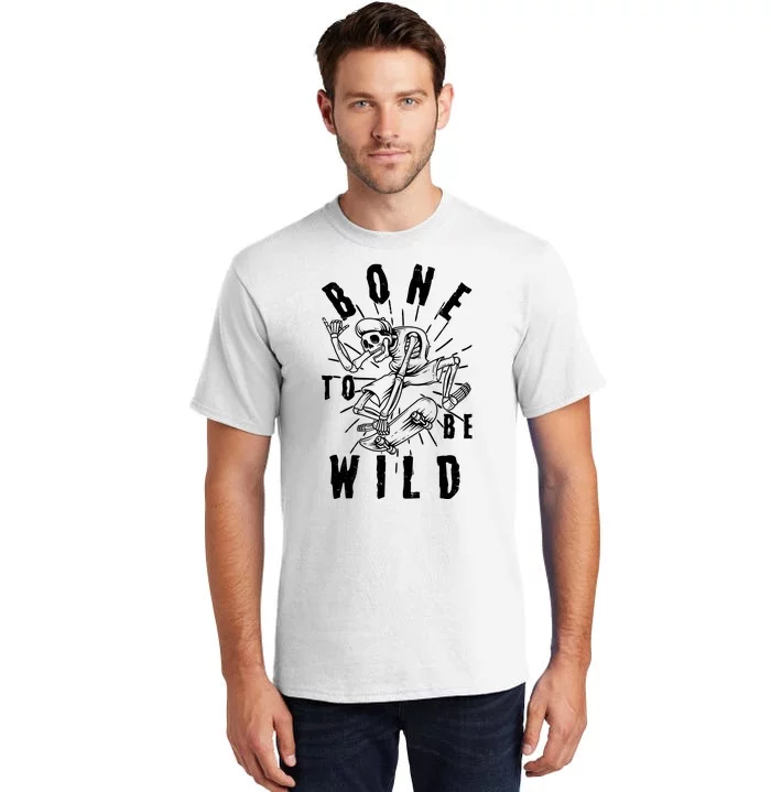 Funny Halloween Bone To Be Wild Skateboarding Skeleton Tall T-Shirt