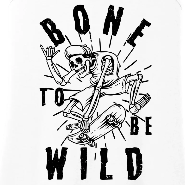 Funny Halloween Bone To Be Wild Skateboarding Skeleton Ladies Essential Tank