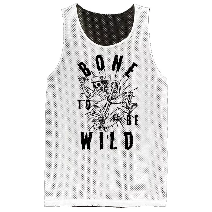 Funny Halloween Bone To Be Wild Skateboarding Skeleton Mesh Reversible Basketball Jersey Tank