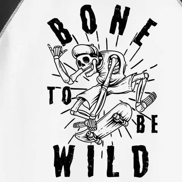 Funny Halloween Bone To Be Wild Skateboarding Skeleton Toddler Fine Jersey T-Shirt