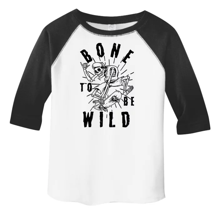 Funny Halloween Bone To Be Wild Skateboarding Skeleton Toddler Fine Jersey T-Shirt