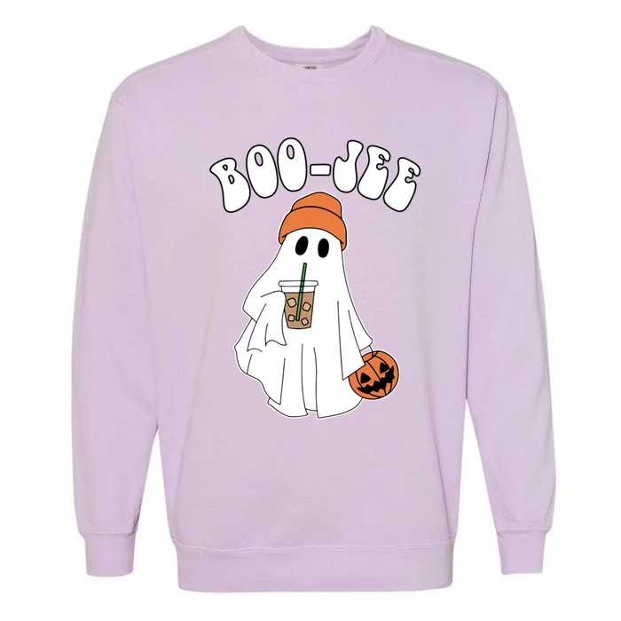 Funny Halloween Boo Jee Ghost Ing Coffee Meaningful Gift Garment-Dyed Sweatshirt