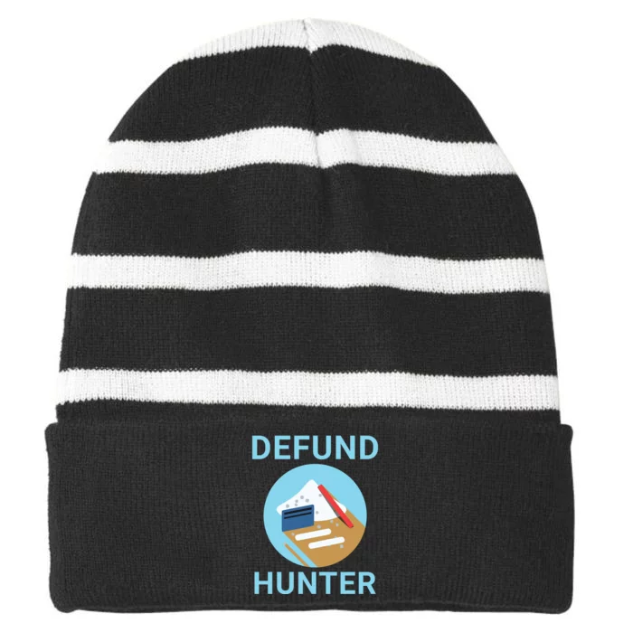 Funny Hunter Biden Conservative Republican Striped Beanie with Solid Band