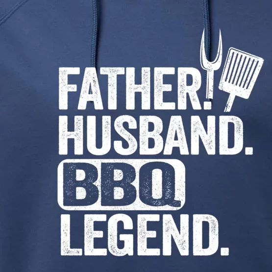 Father Husband Bbq Legend Grillfather Smoking Meat Barbecue Cute Gift Performance Fleece Hoodie