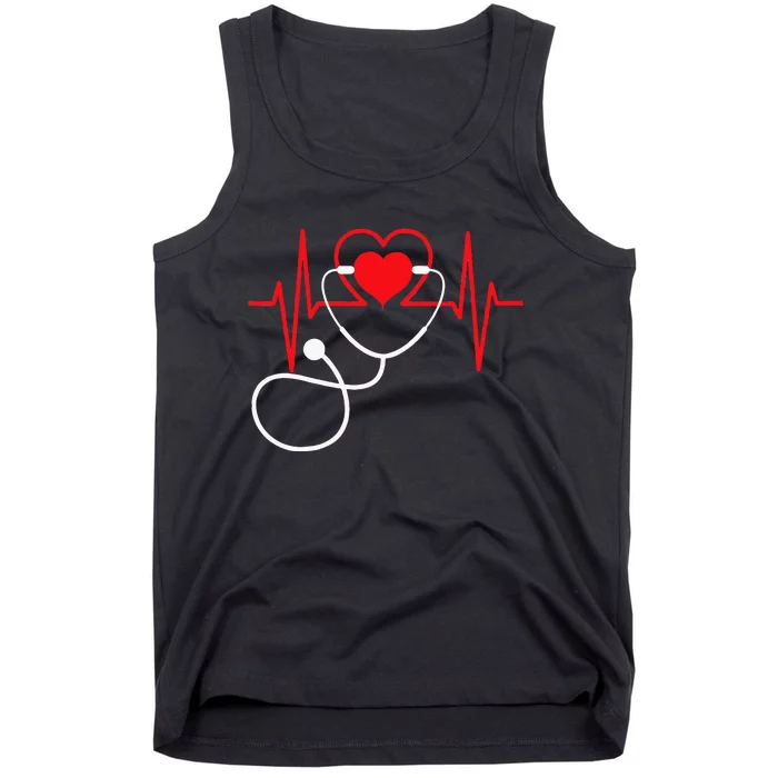 Funny Heart Beats Nurse Nursing Medical Tank Top