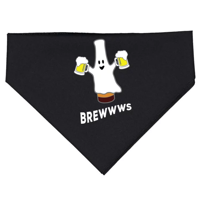 Funny Halloween Beer Bottle Mug Pub Crawl Ghost USA-Made Doggie Bandana