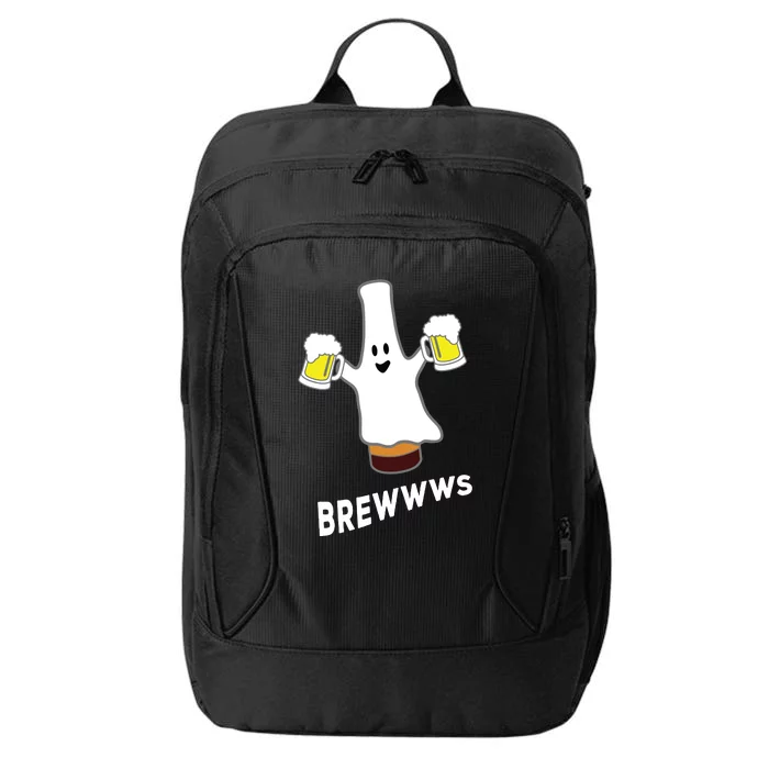 Funny Halloween Beer Bottle Mug Pub Crawl Ghost City Backpack