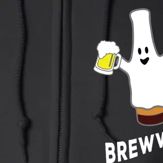 Funny Halloween Beer Bottle Mug Pub Crawl Ghost Full Zip Hoodie