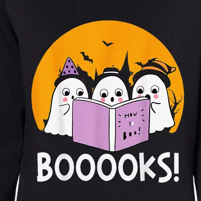 Funny Halloween Booooks! Cute Ghost Reading Library Books Womens California Wash Sweatshirt