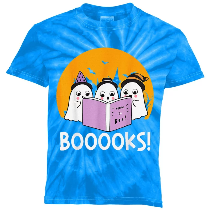 Funny Halloween Booooks! Cute Ghost Reading Library Books Kids Tie-Dye T-Shirt