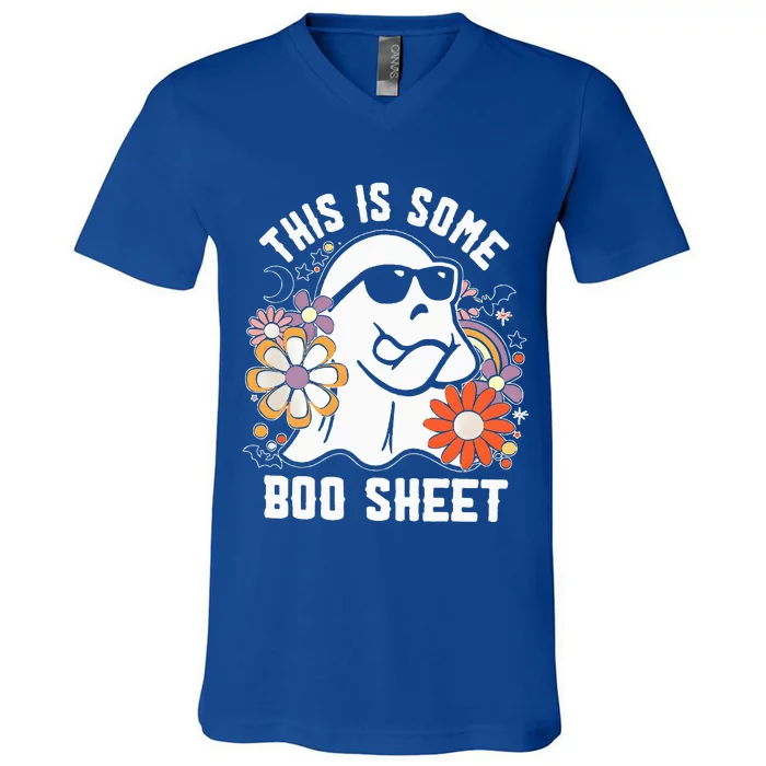 Funny Halloween Boo Ghost Costume This Is Some Boo Sheet V-Neck T-Shirt