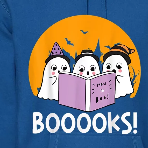 Funny Halloween Booooks! Cute Ghost Reading Library Books Gift Premium Hoodie