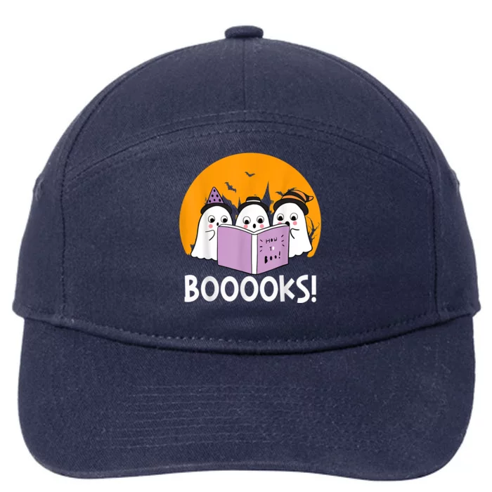 Funny Halloween Booooks! Cute Ghost Reading Library Books Gift 7-Panel Snapback Hat