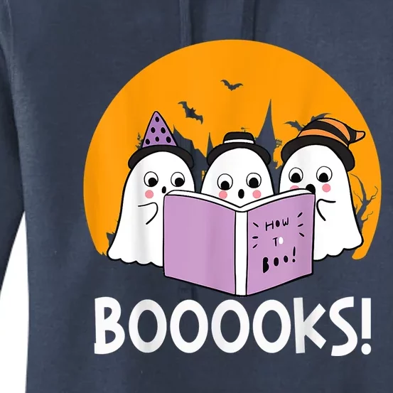 Funny Halloween Booooks! Cute Ghost Reading Library Books Gift Women's Pullover Hoodie