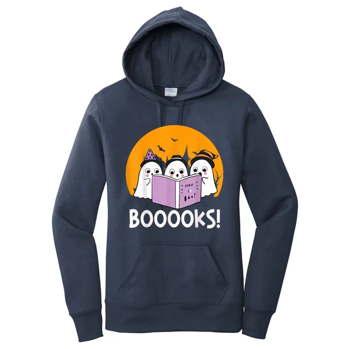 Funny Halloween Booooks! Cute Ghost Reading Library Books Gift Women's Pullover Hoodie