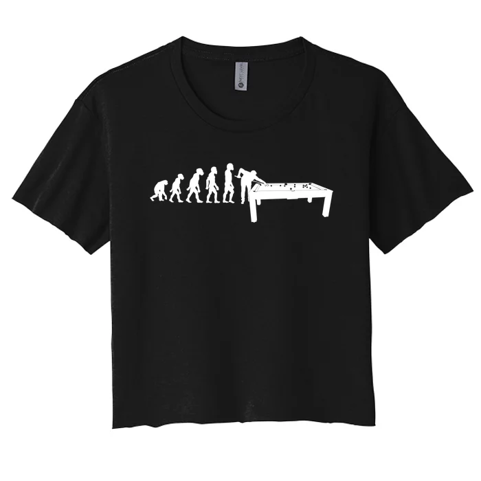 Funny Human Billiards Evolution 8 Ball Pool Cue Stick Player Meaningful Gift Women's Crop Top Tee