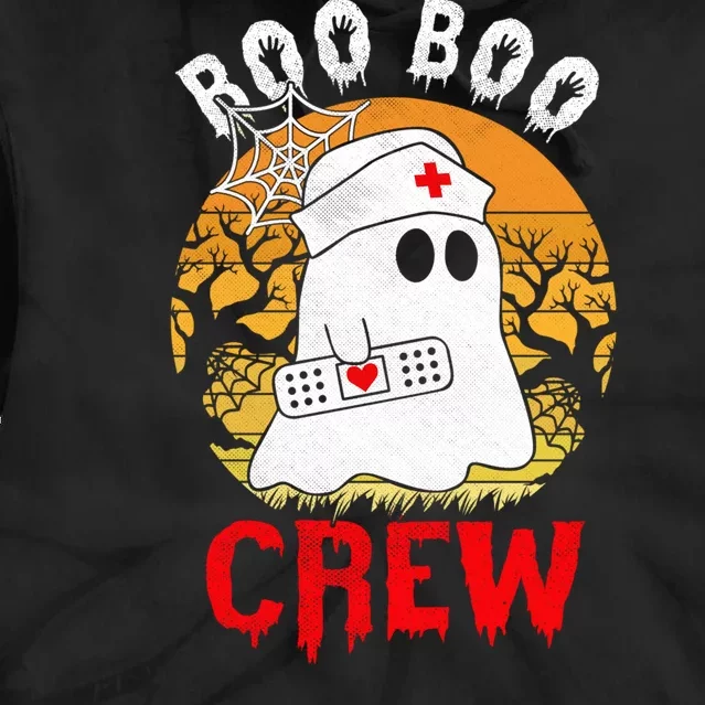 Funny Halloween Boo Boo Crew Nurse Ghost Tie Dye Hoodie