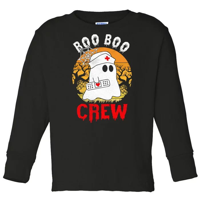 Funny Halloween Boo Boo Crew Nurse Ghost Toddler Long Sleeve Shirt