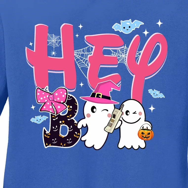 Funny Hey Boo Cute Ghost Halloween Costume Spooky Season Gift Ladies Long Sleeve Shirt