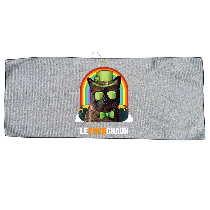 Funny Havana Brown Cat Lepurrchaun St Patricks Day Gift Large Microfiber Waffle Golf Towel