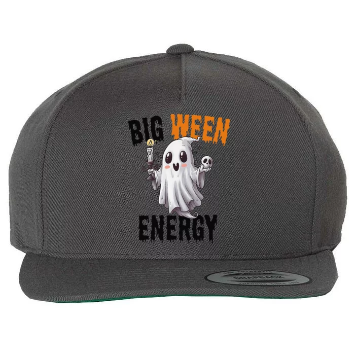 Funny Halloween Big Ween Energy Scary Ghost Wool Snapback Cap