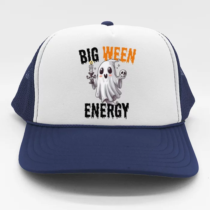 Funny Halloween Big Ween Energy Scary Ghost Trucker Hat