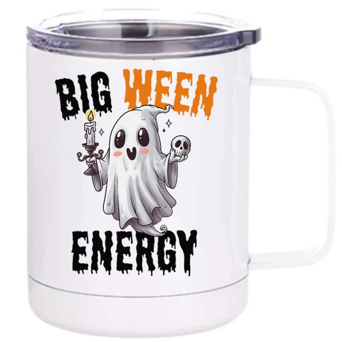 Funny Halloween Big Ween Energy Scary Ghost Front & Back 12oz Stainless Steel Tumbler Cup