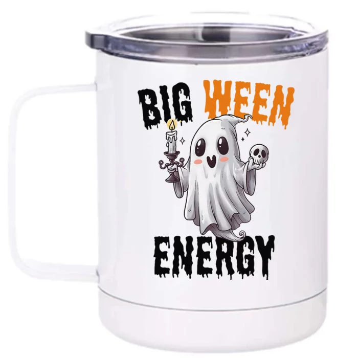 Funny Halloween Big Ween Energy Scary Ghost Front & Back 12oz Stainless Steel Tumbler Cup